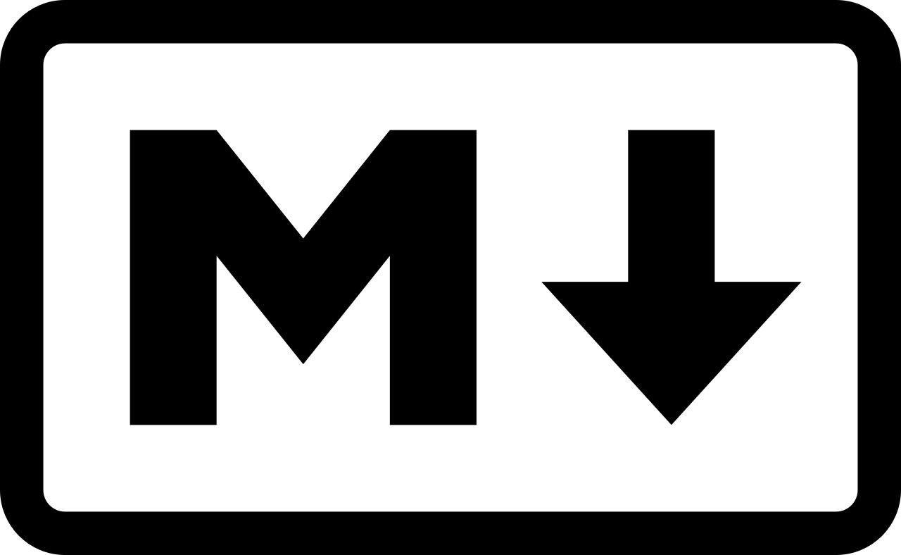 Logo da linguagem de marcação [**Markdown**](https://daringfireball.net/projects/markdown/) utilizada para conversão de texto em [**HTML**](https://pt.wikipedia.org/wiki/HTML).